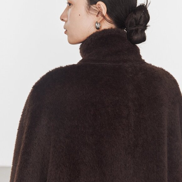 CHICJOC Vintage-Style Convertible Collar Alpaca Wool Coat – Size 36 – Rare Suri - Picture 16 of 16